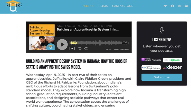 Screenshot of "Building an Apprenticeship System in Indiana: How the Hoosier State is Adapting the Swiss Model"