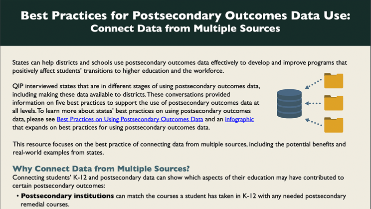 Screenshot of Best Practices for Postsecondary Outcomes Data: Connect Data From Multiple Sources