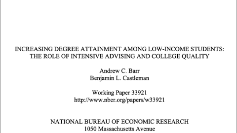 Screenshot of Increasing Degree Attainment Among Low-Income Students: The Role of Intensive Advising and College Quality