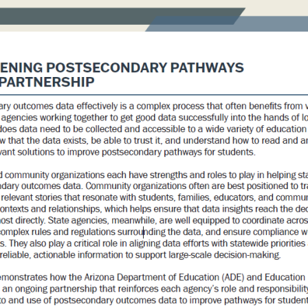 Screenshot of the Strengthening Postsecondary Pathways through partnership case study